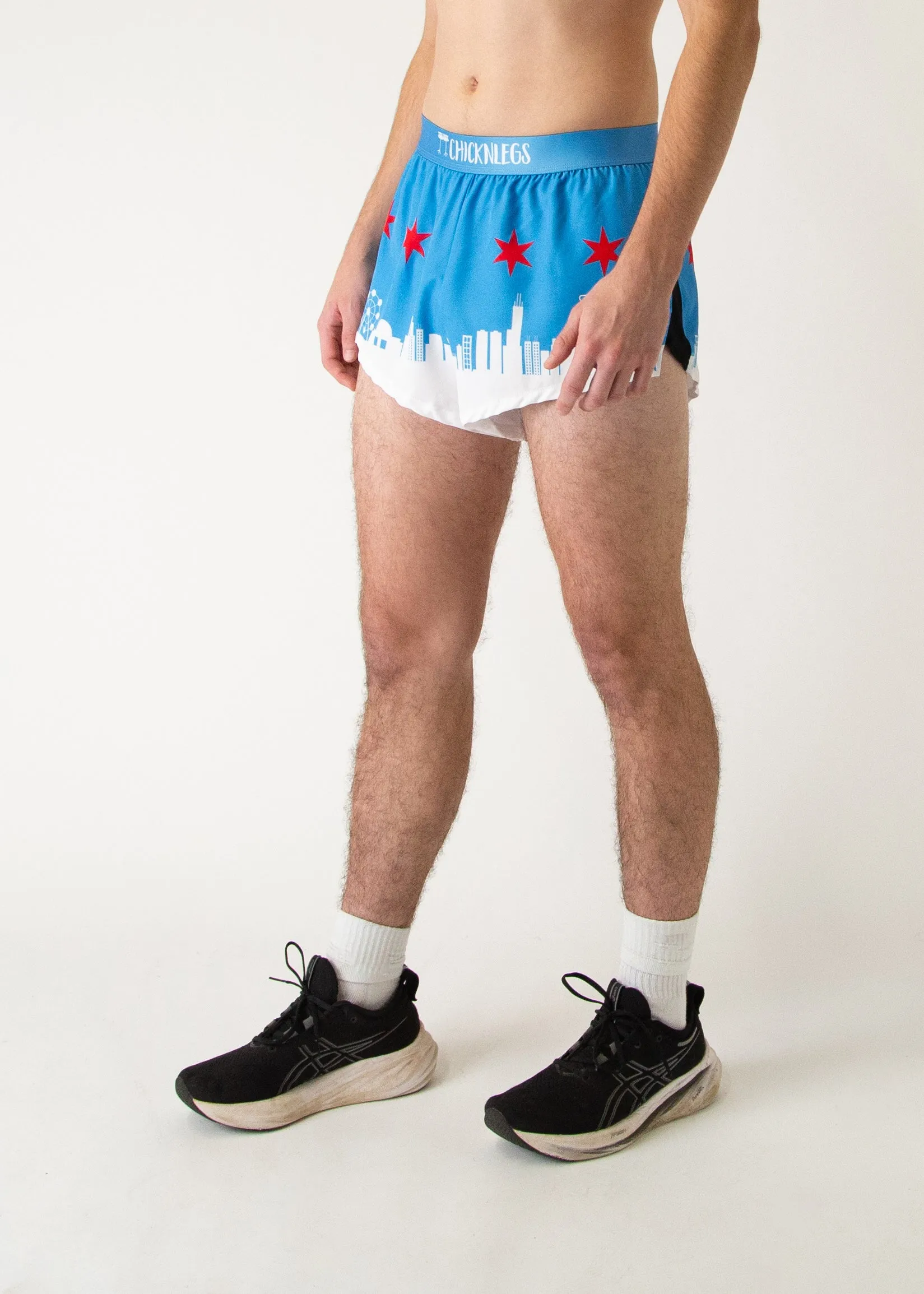 Men's Chicago Skyline 2" Split Shorts spandex blend Pilates wear