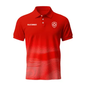 college Fit For Movement Lion Shield Red & White Gradient Pattern Short Solid Sleeve Polo (Classic Fit)