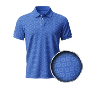 Lion Shield Royal Blue & Grey Pattern Print Short Sleeve Polo (Classic Fit) Simple yet stylish Versatile Style