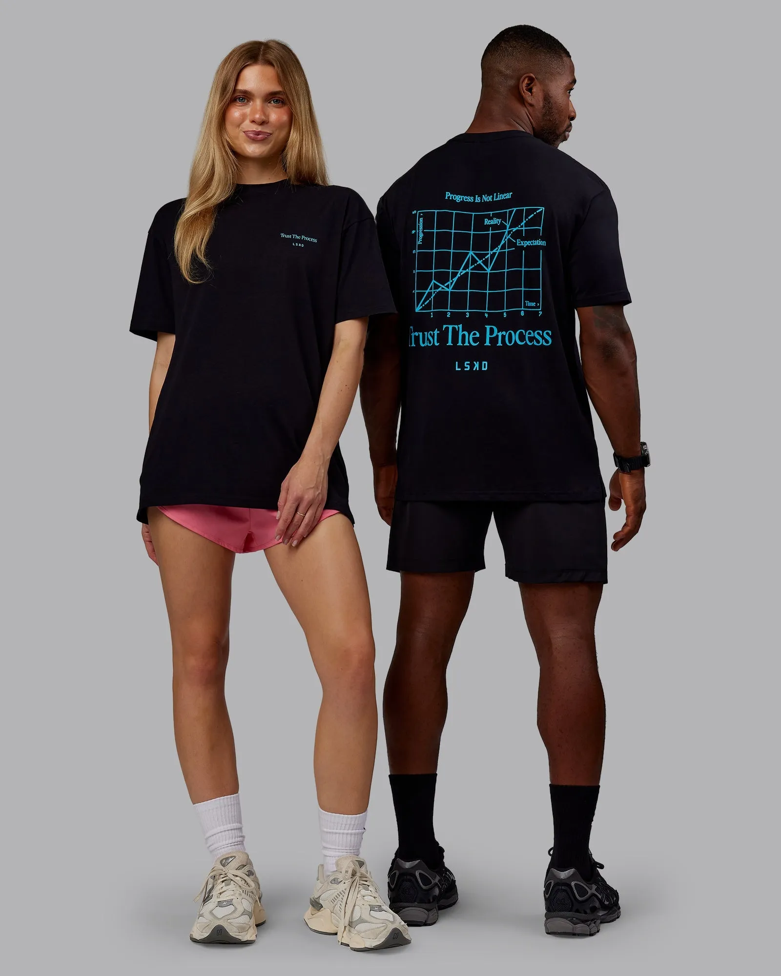 Sporty Look Wear Cool Layer Wear Trust The Process 2.0 FLXCotton Tee Oversize - Black-Blue Atoll