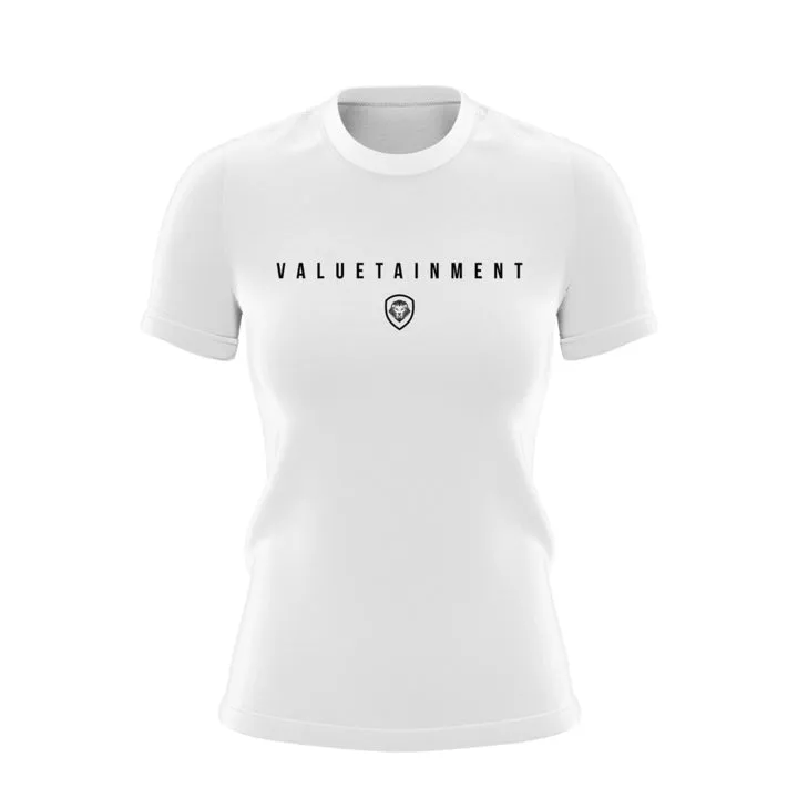 Women's Valuetainment Premium White Short Sleeve T-Shirt Daily Style Trend V-Neck