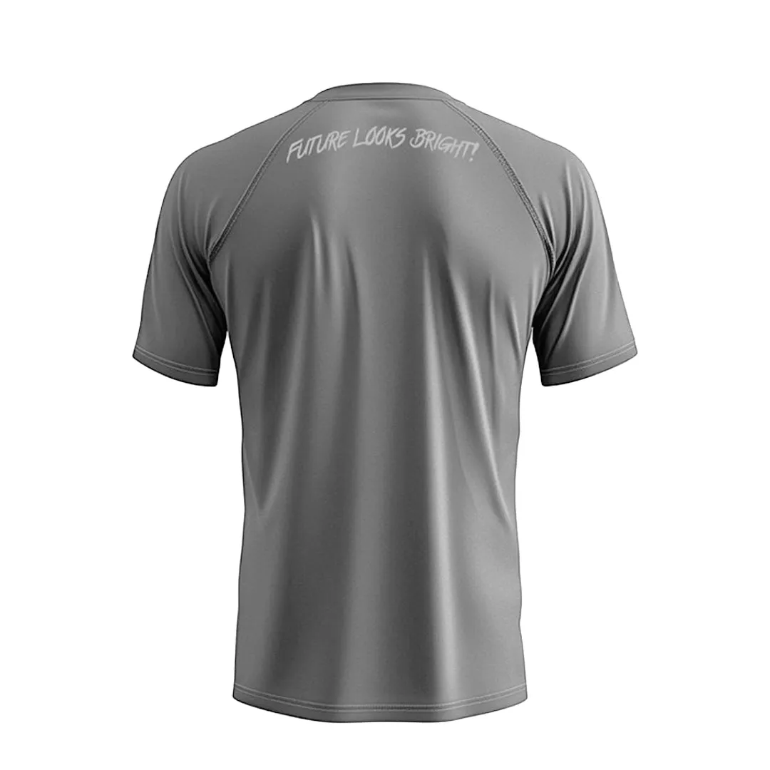 Future Looks Bright Grey Performance Short Sleeve T-Shirt Soft Stretch Fit Lightweight Material