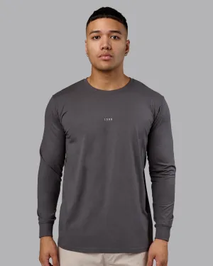 Base FLXCotton Long Sleeve Tee - Dark Storm Spandex Enhanced Elasticity Durable Ribbed Hem