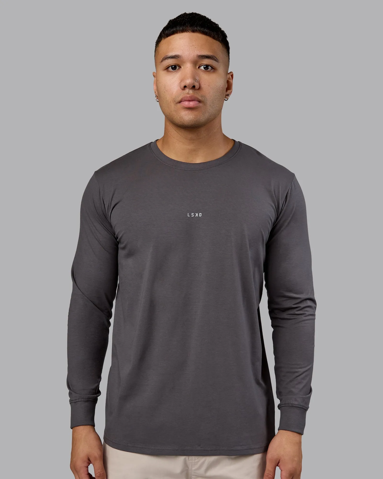 Luxury clothing Layering Comfort Base FLXCotton Long Sleeve Tee - Dark Storm