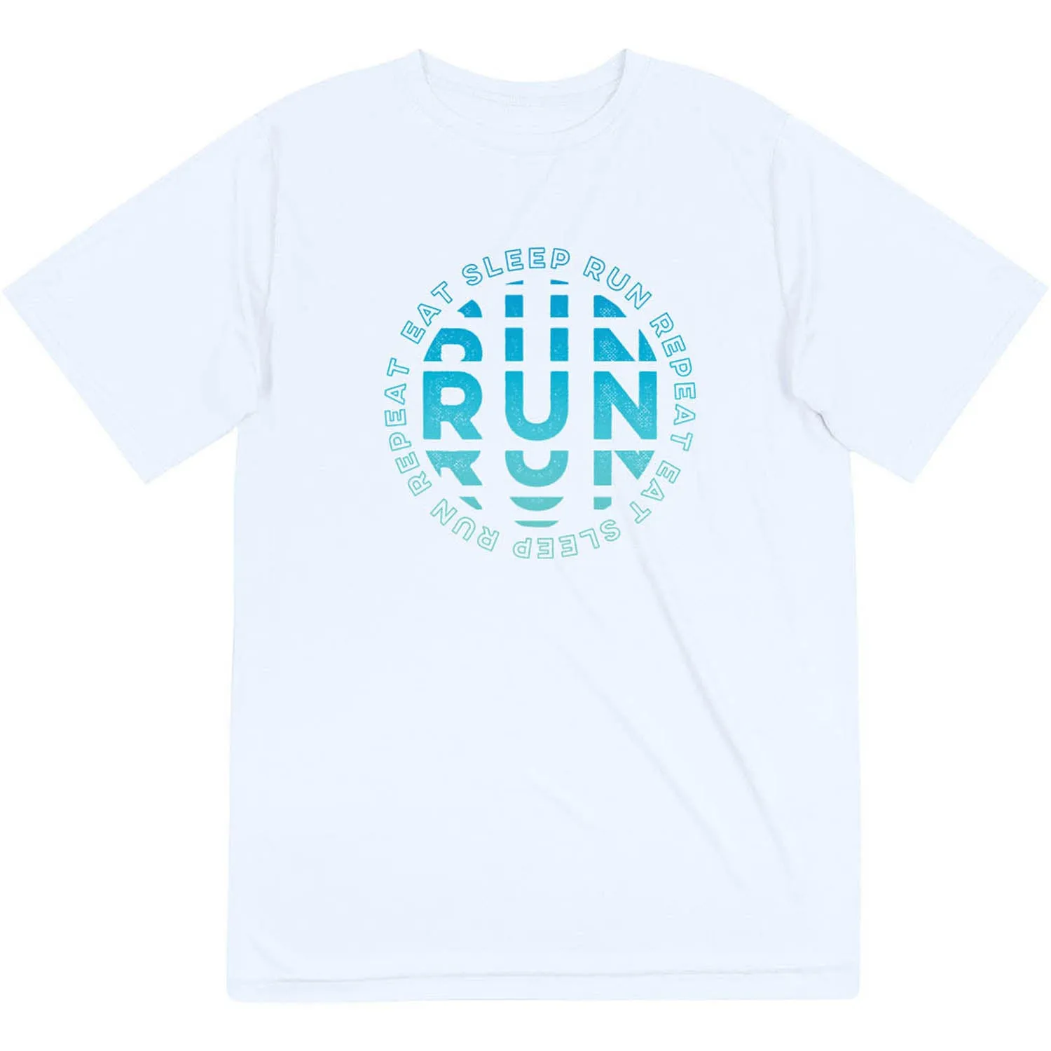 Men's Running Short Sleeve Performance Tee - Eat Sleep Run Repeat Organic Cotton Blend Oversized Silhouette