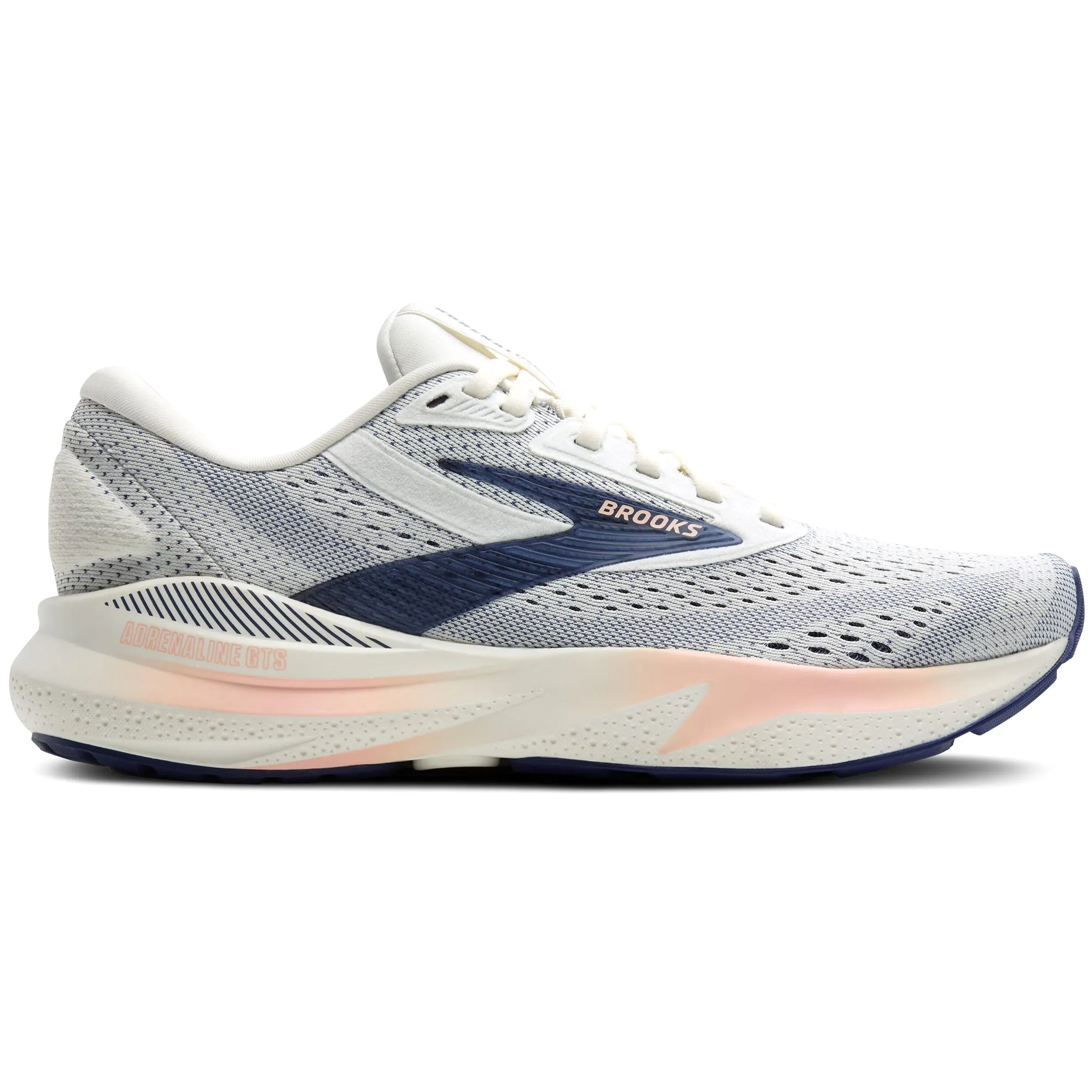 Brooks Women's Adrenaline GTS 24 Wide Fit Running Shoes Grey / Blue Ribbon / Peach Impact Support indoor track running gear
