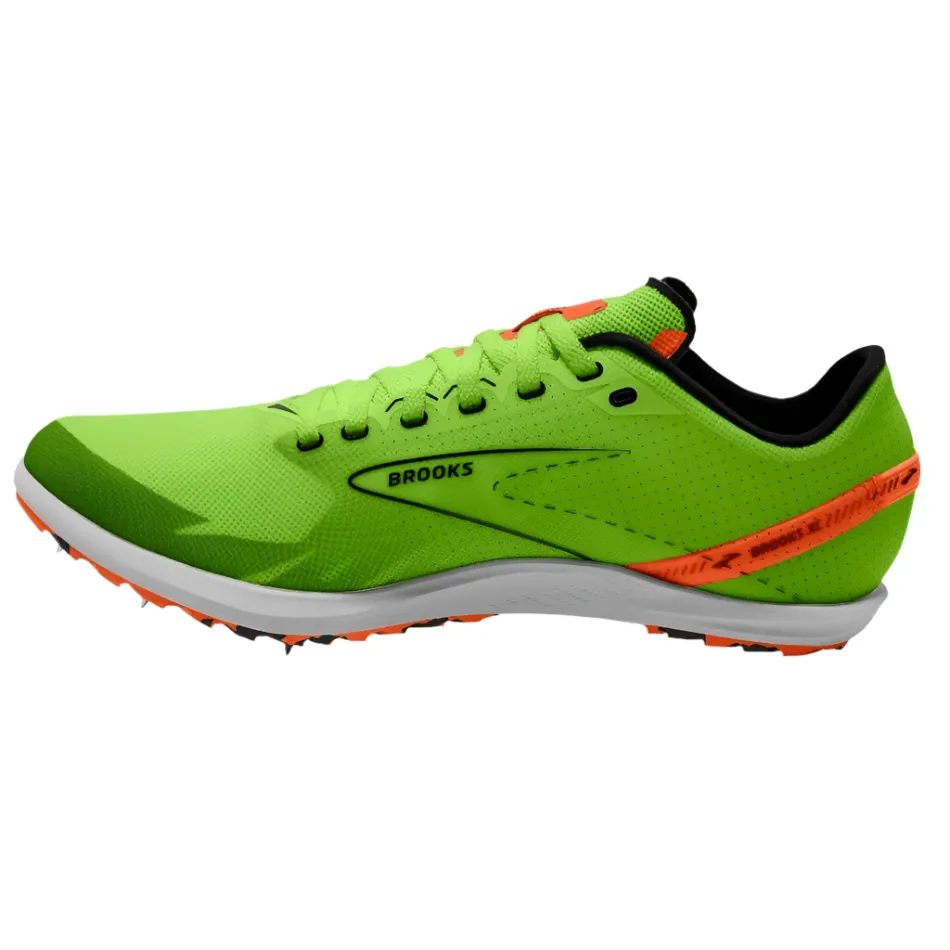 Brooks Unisex Draft XC Running Shoes Green Gecko/Red Orange/White AW24 Enhanced Torsional Rigidity
