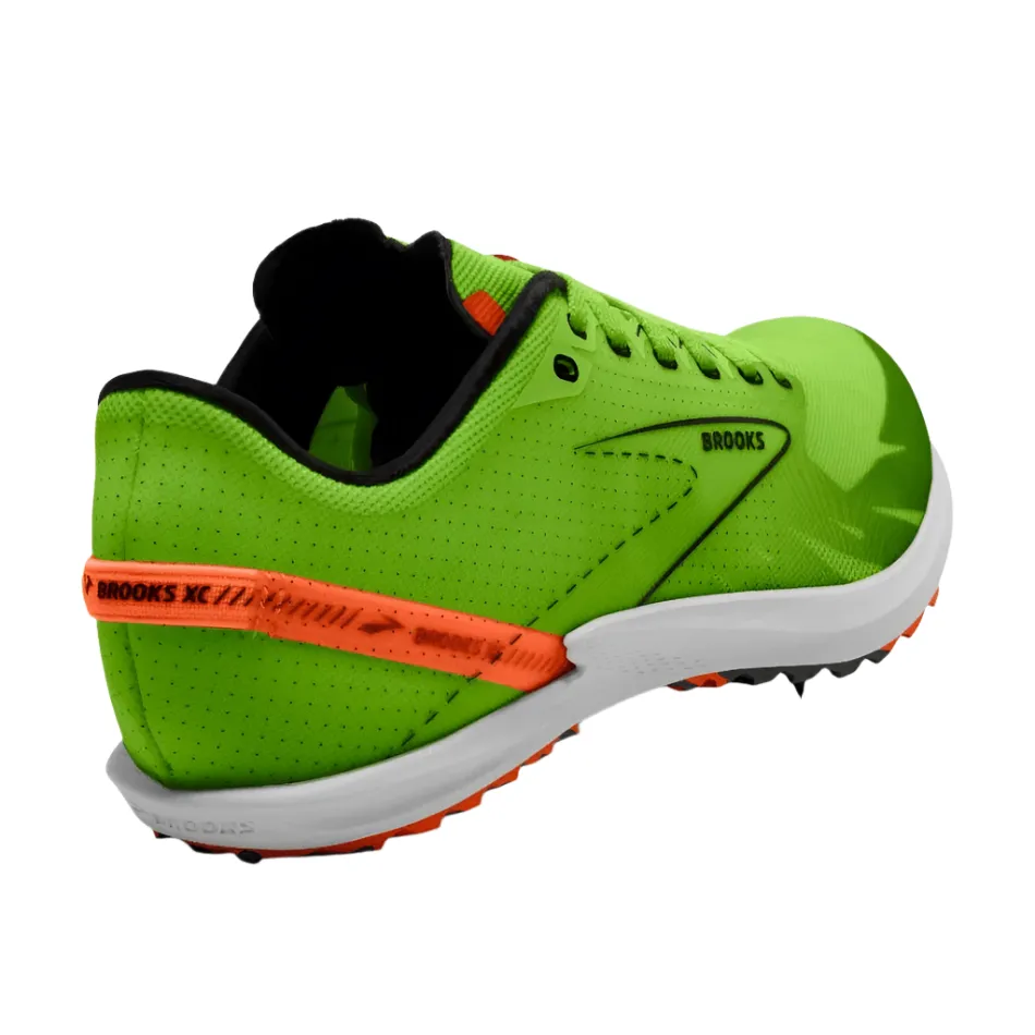 Brooks Unisex Draft XC Running Shoes Green Gecko/Red Orange/White AW24 high - arched High Rebound Foam
