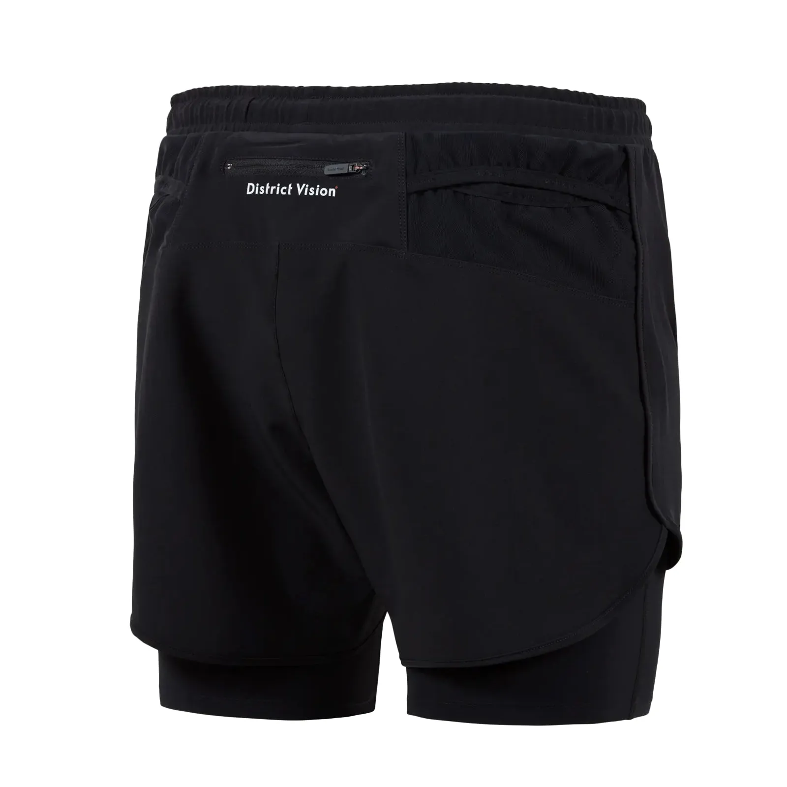 Men's Layered Pocketed Trail Shorts Black Soft Feel