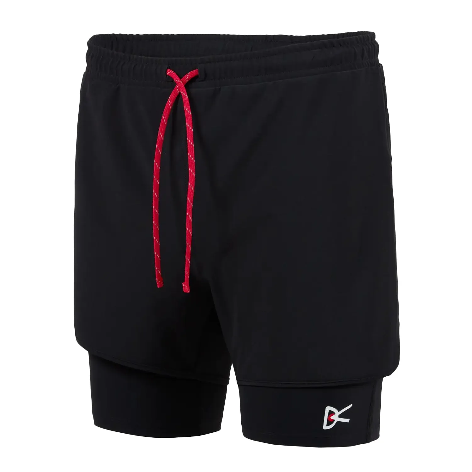 Men's Layered Pocketed Trail Shorts Black Breathable Mesh Panels
