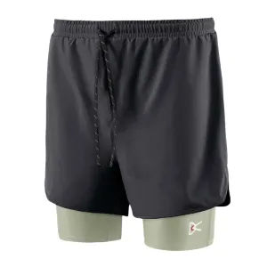 anti static coating Men's Layered Pocketed Trail Shorts Black / Ash