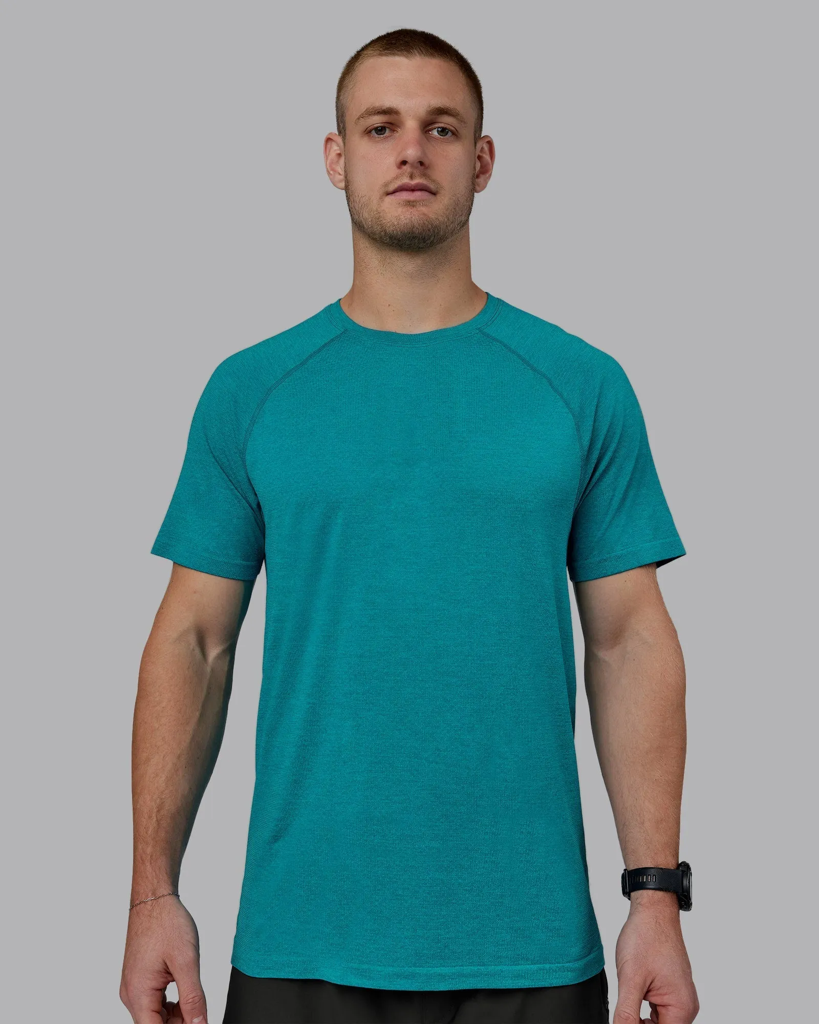 MoistureWickingFabric Anti Pilling Treatment AeroFLX  Seamless Tee - Blue Bird Marl