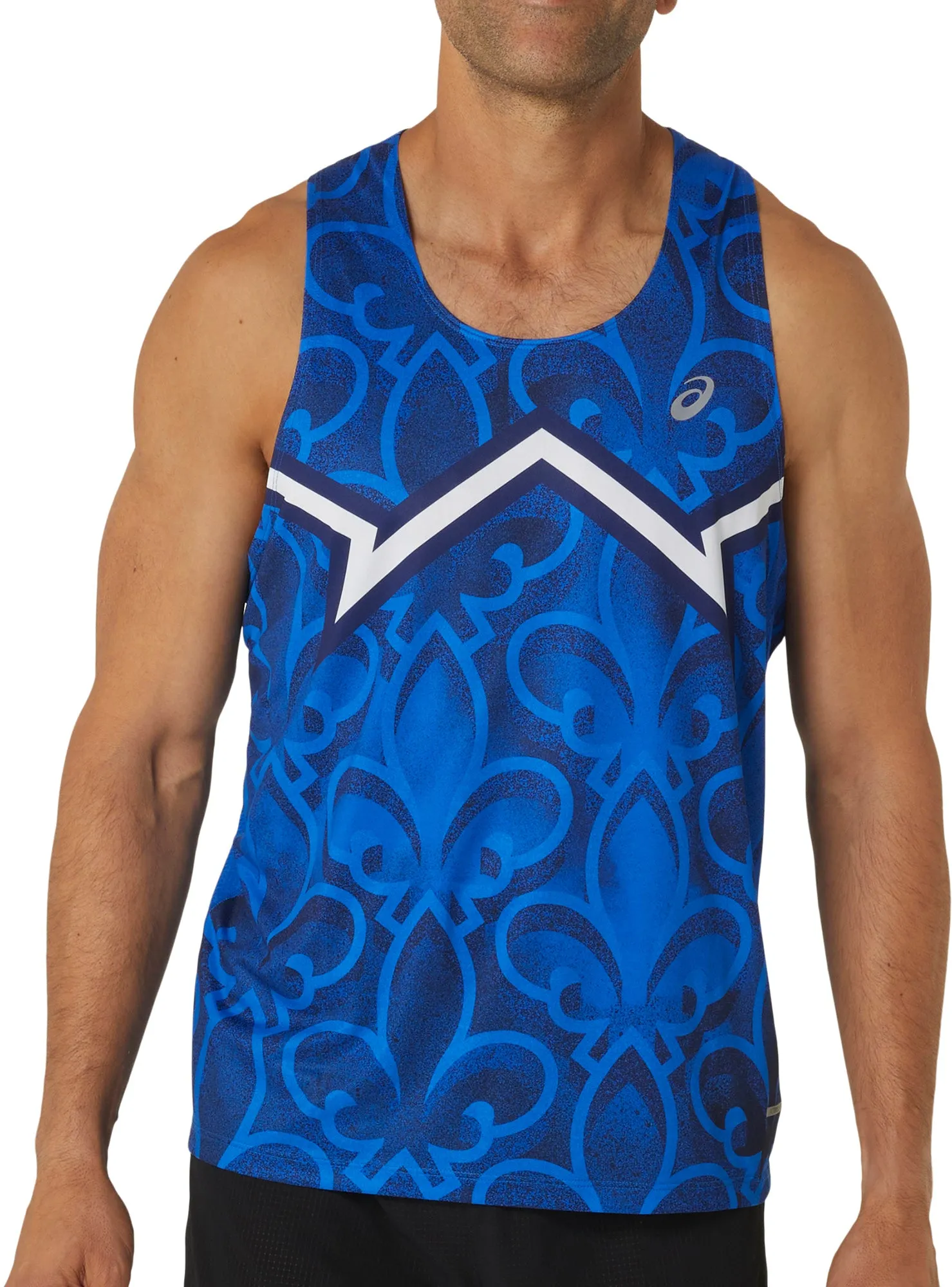 Asics Nations Mens Running Vest - Blue multi - layer storage