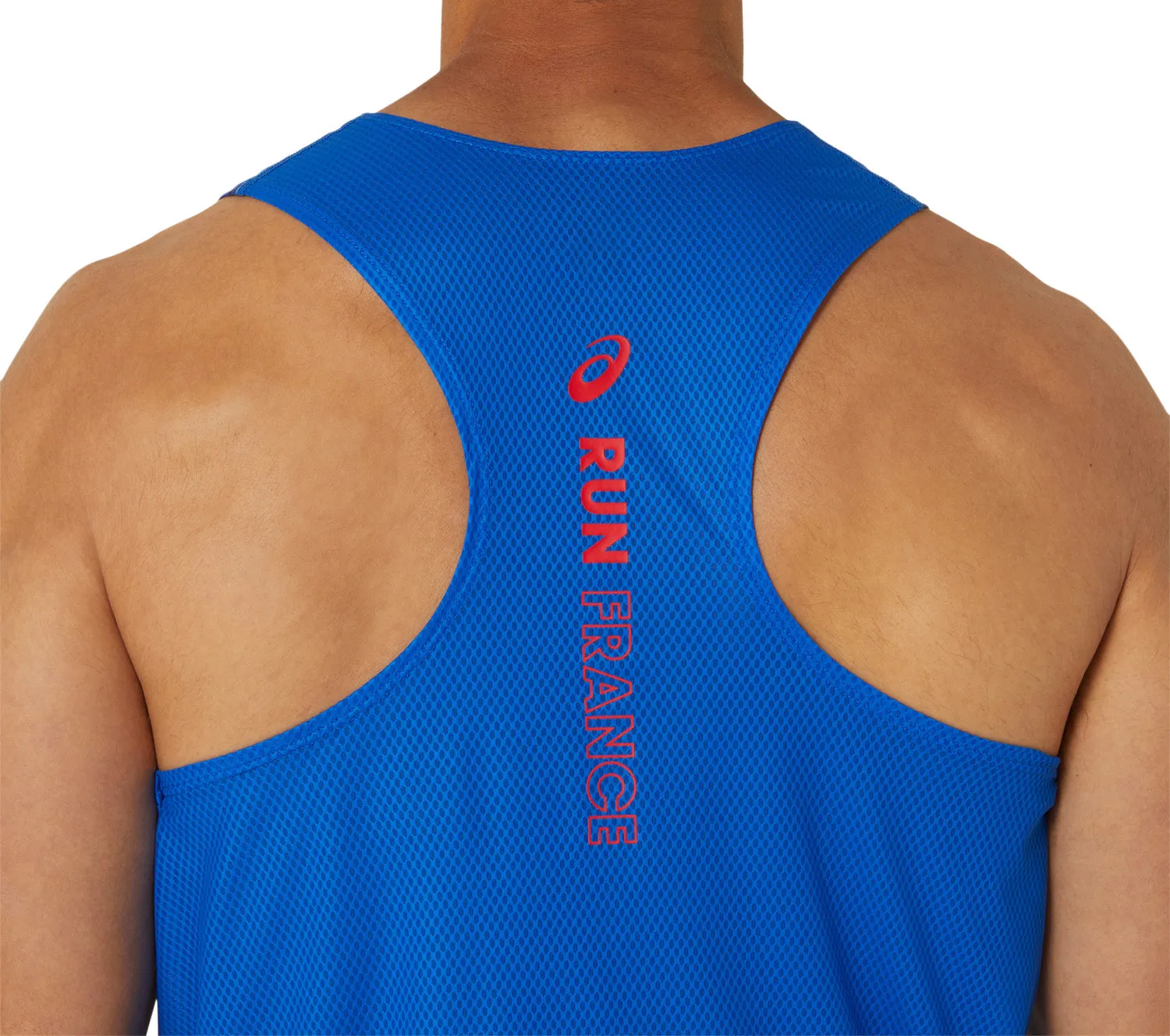 Asics Nations Mens Running Vest - Blue Breathable Lining Anti Chafe Technology