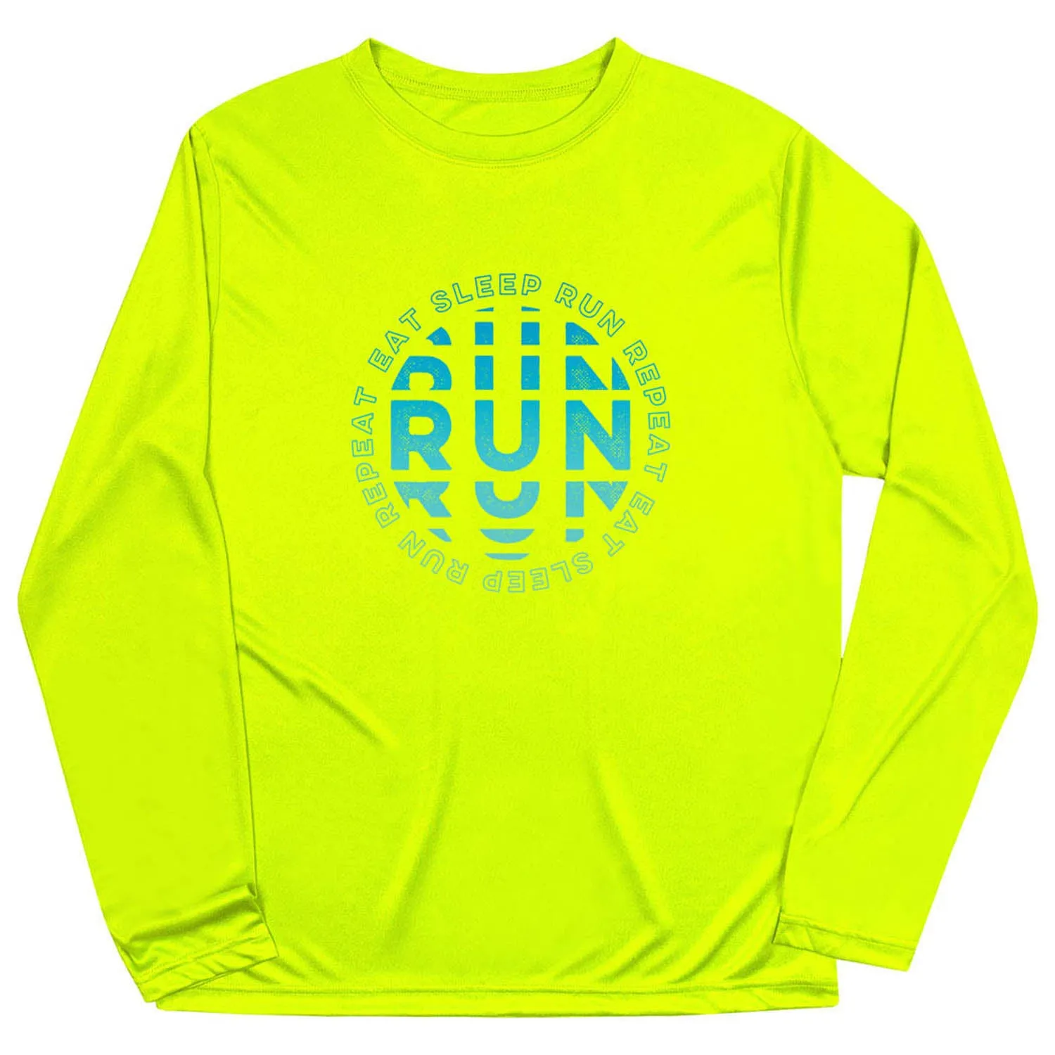 Men's Running Long Sleeve Performance Tee - Eat Sleep Run Repeat Basic Layer Easy Wear Style