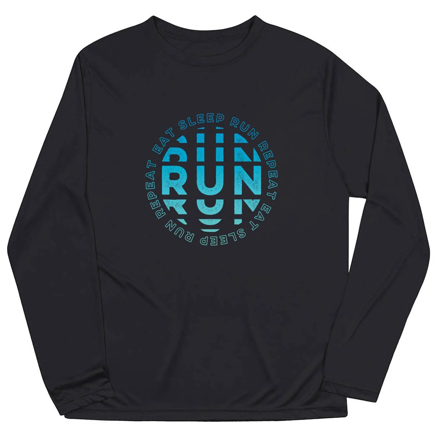 Men's Running Long Sleeve Performance Tee - Eat Sleep Run Repeat Sleek Comfort Fit Athletic Comfort Wear