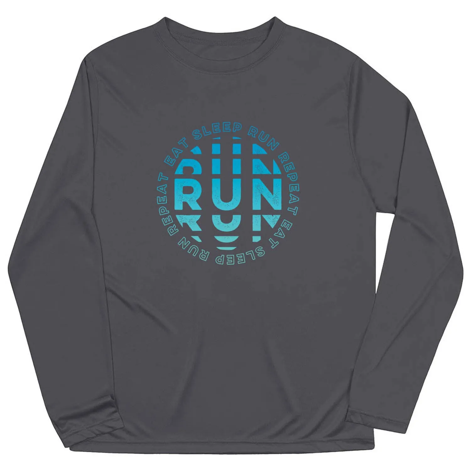 Quick Access Simple Yet Elegant Men's Running Long Sleeve Performance Tee - Eat Sleep Run Repeat