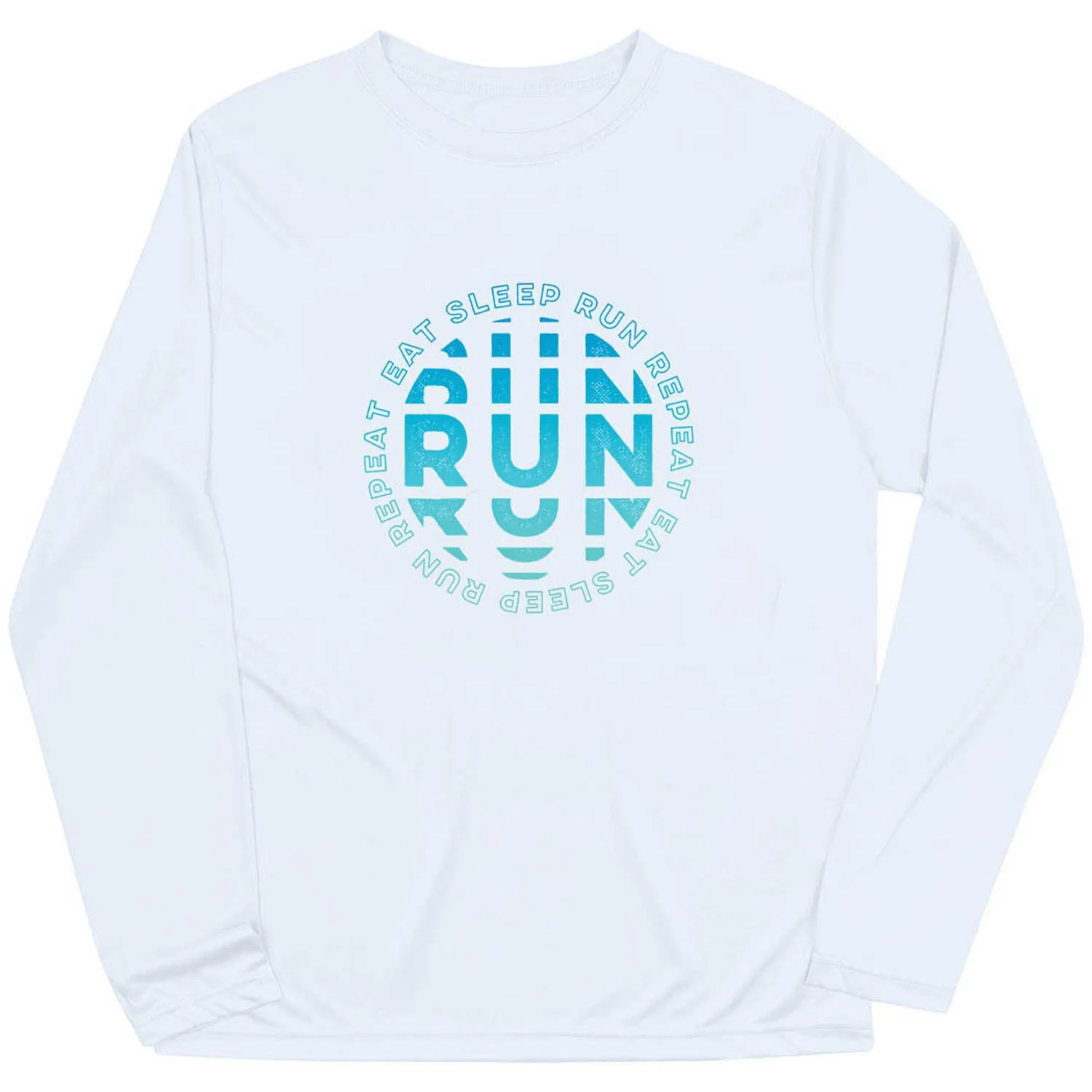 Men's Running Long Sleeve Performance Tee - Eat Sleep Run Repeat petite size