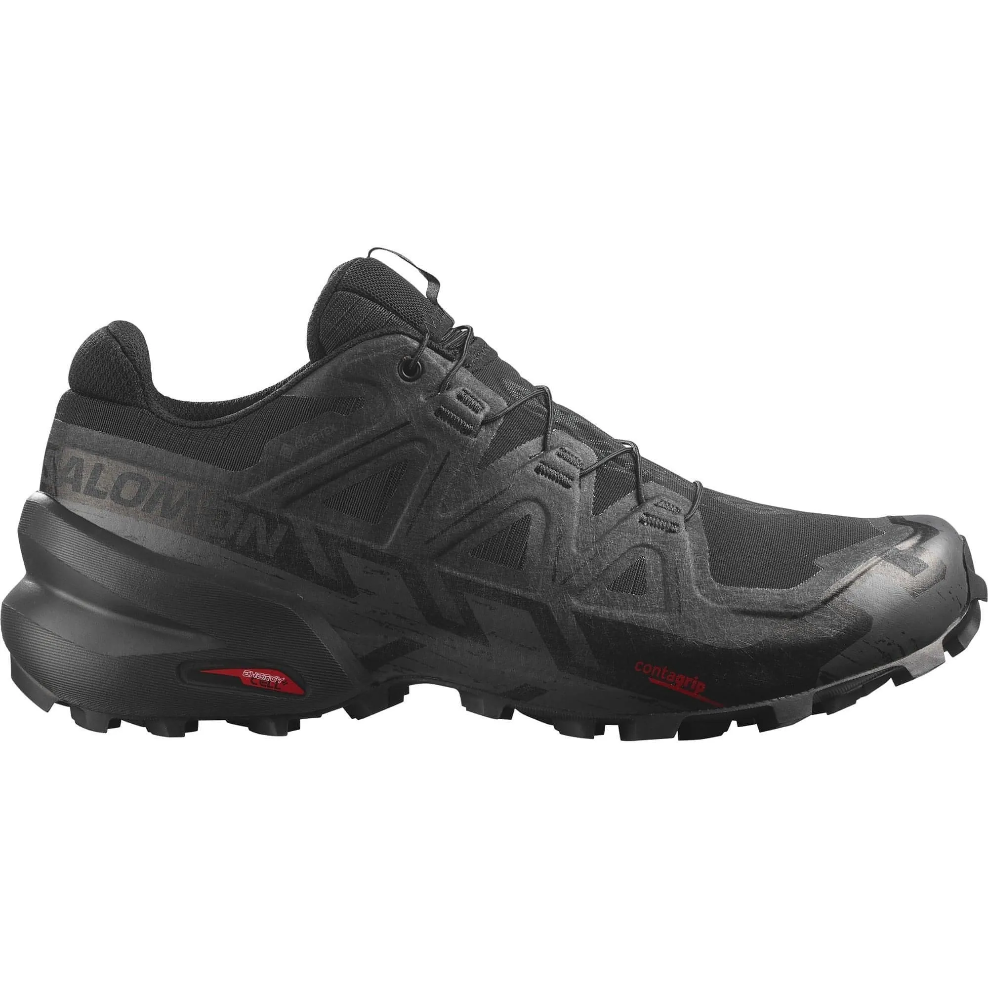 Salomon Speedcross 6 GORE-TEX Mens Trail Running Shoes - Black Durable Mesh Fabric Contoured Footbed