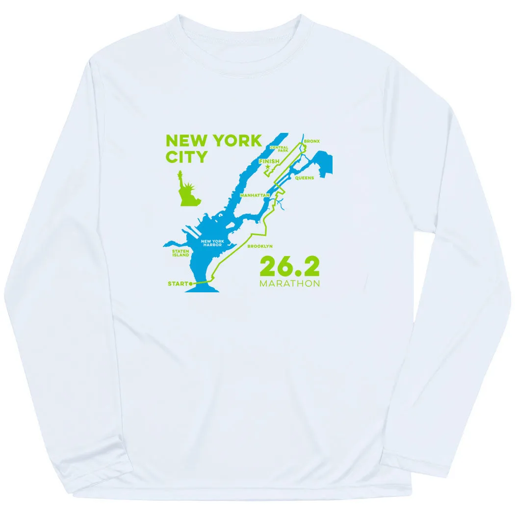 Light Wear Men's Running Long Sleeve Performance Tee - New York City Route