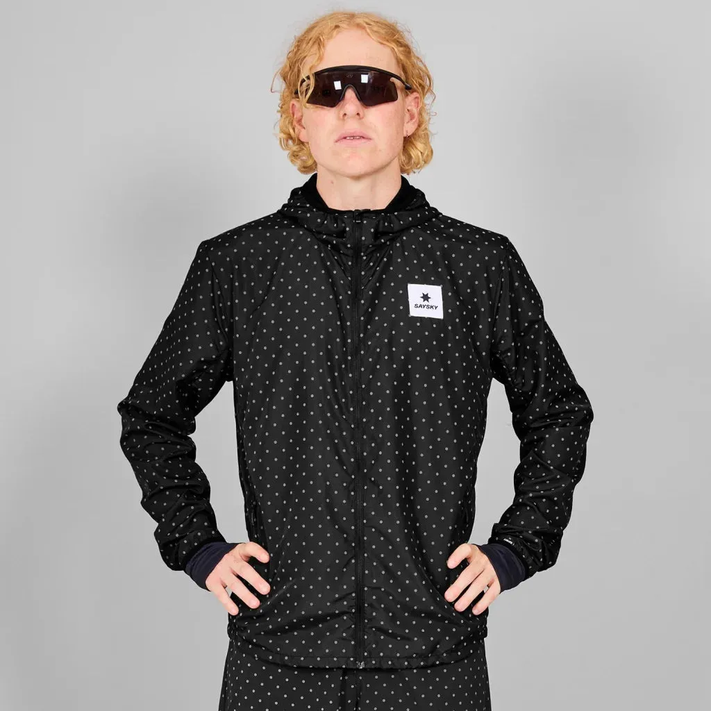 SAYSKY Men's Reflective Polka Blaze Jacket Black Shaving-cream Street Wear