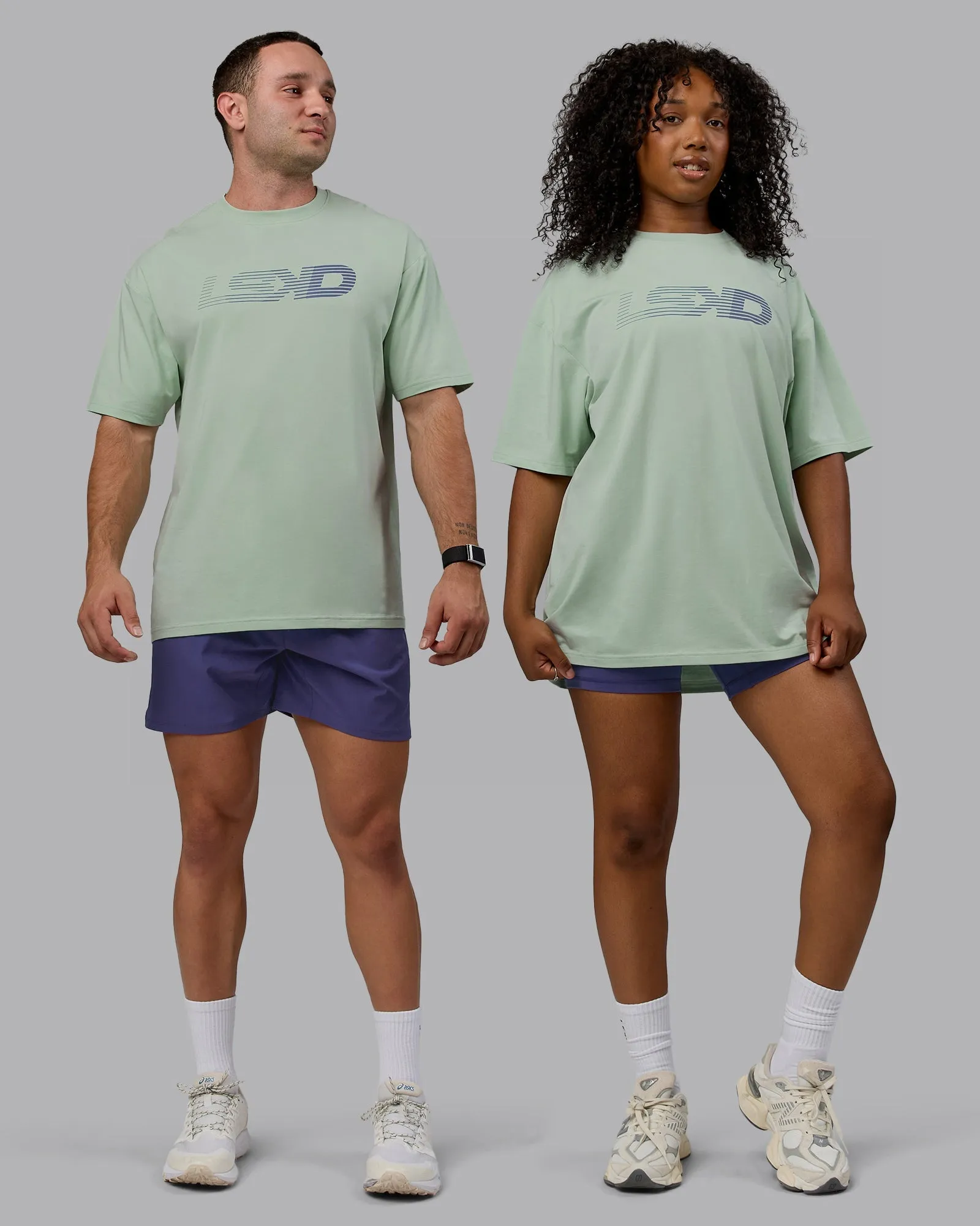 Linen blend Fit For All Day Motion FLXCotton Oversized Tee - Surf Spray-Royal Purple